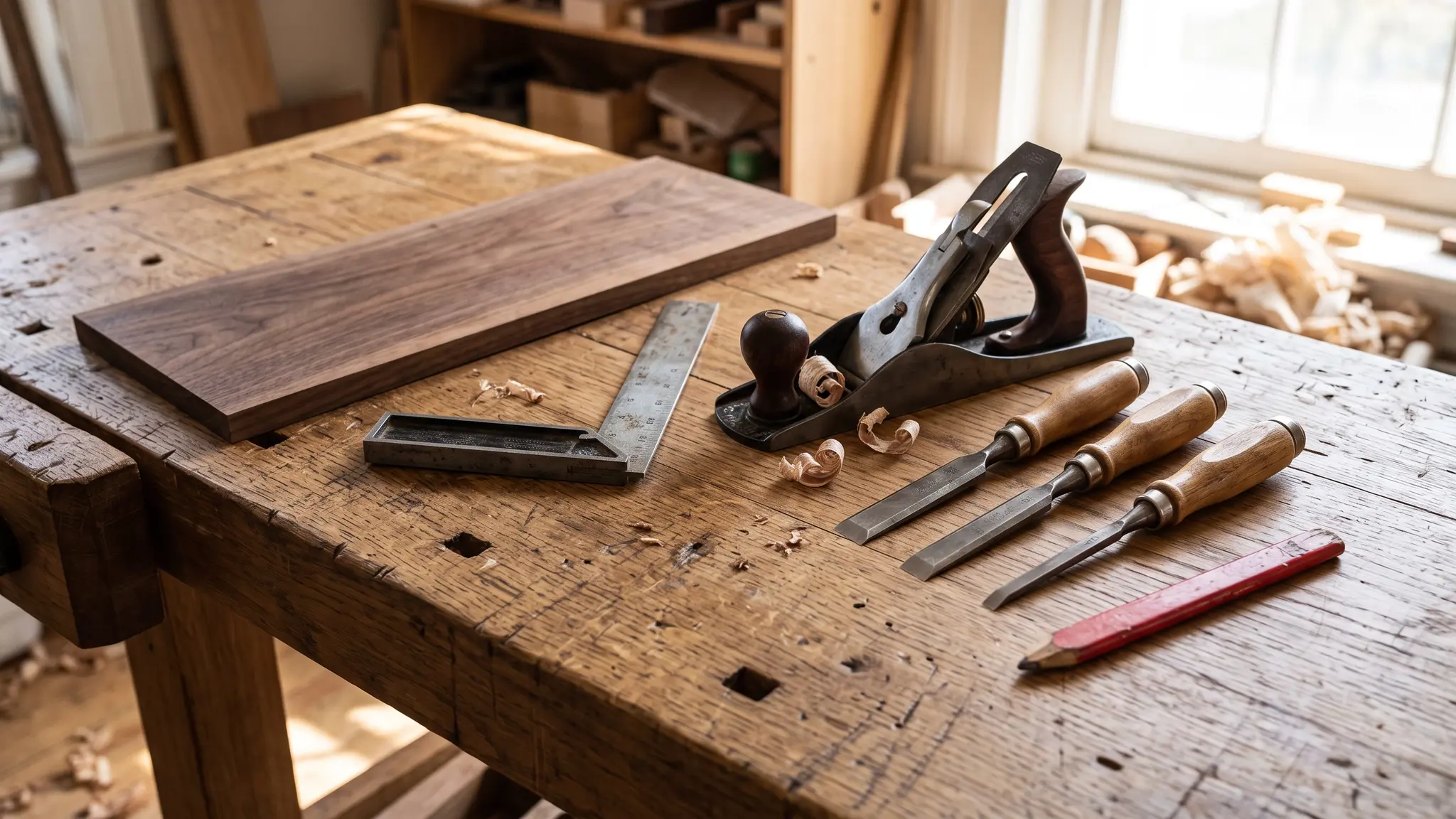 Carpentry and woodworking services | Music City Carpenter A finished open-plan home interior with custom millwork, built-in shelving, a coffered ceiling and a hardwood staircase